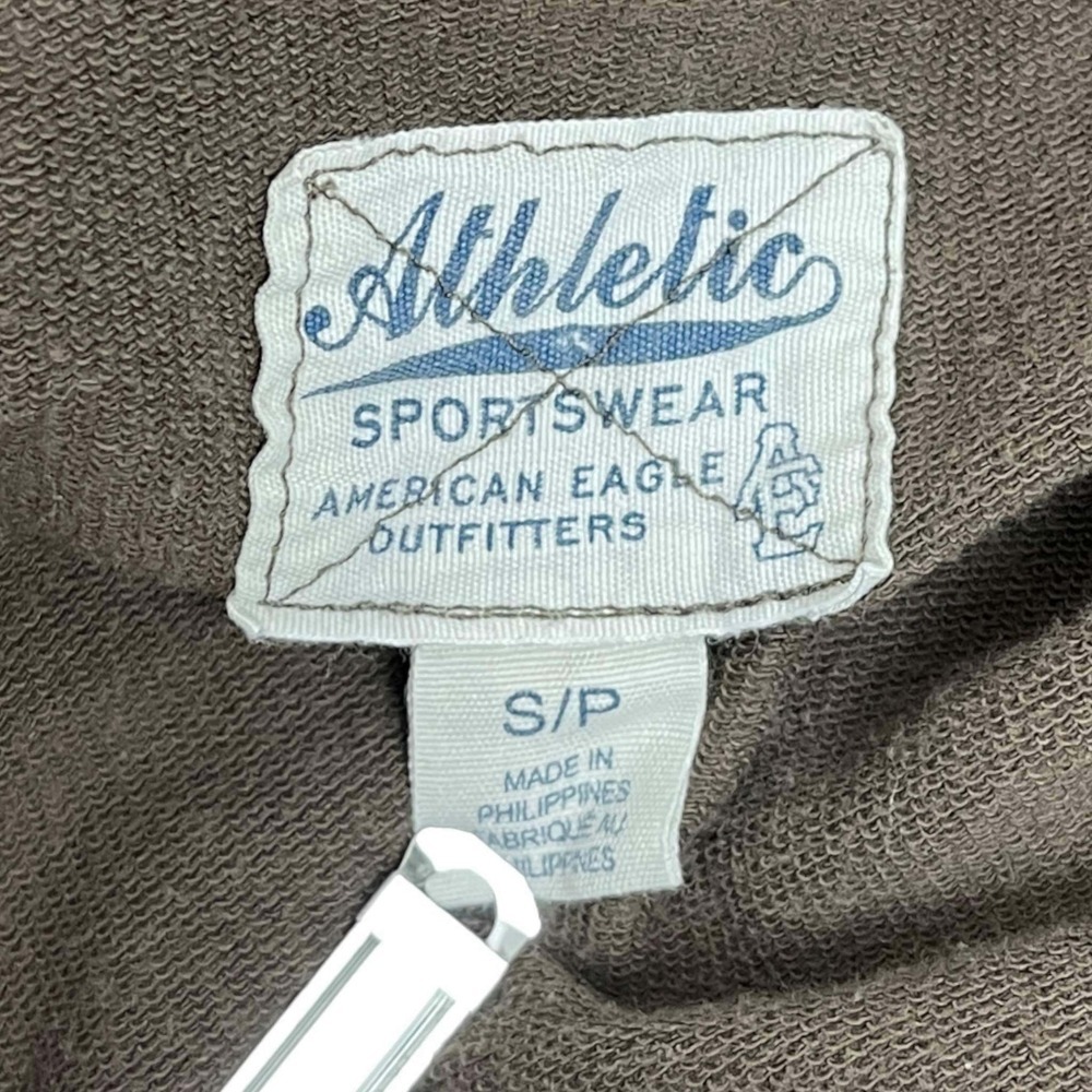 American Eagle Vintage Track Jacket S Brown Striped Fitted Zip Sweatshirt Y2K - Picture 7 of 7